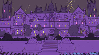 Simple lineart, flat color, medium complexity bg