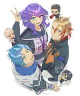 Three characters full body, three chibis